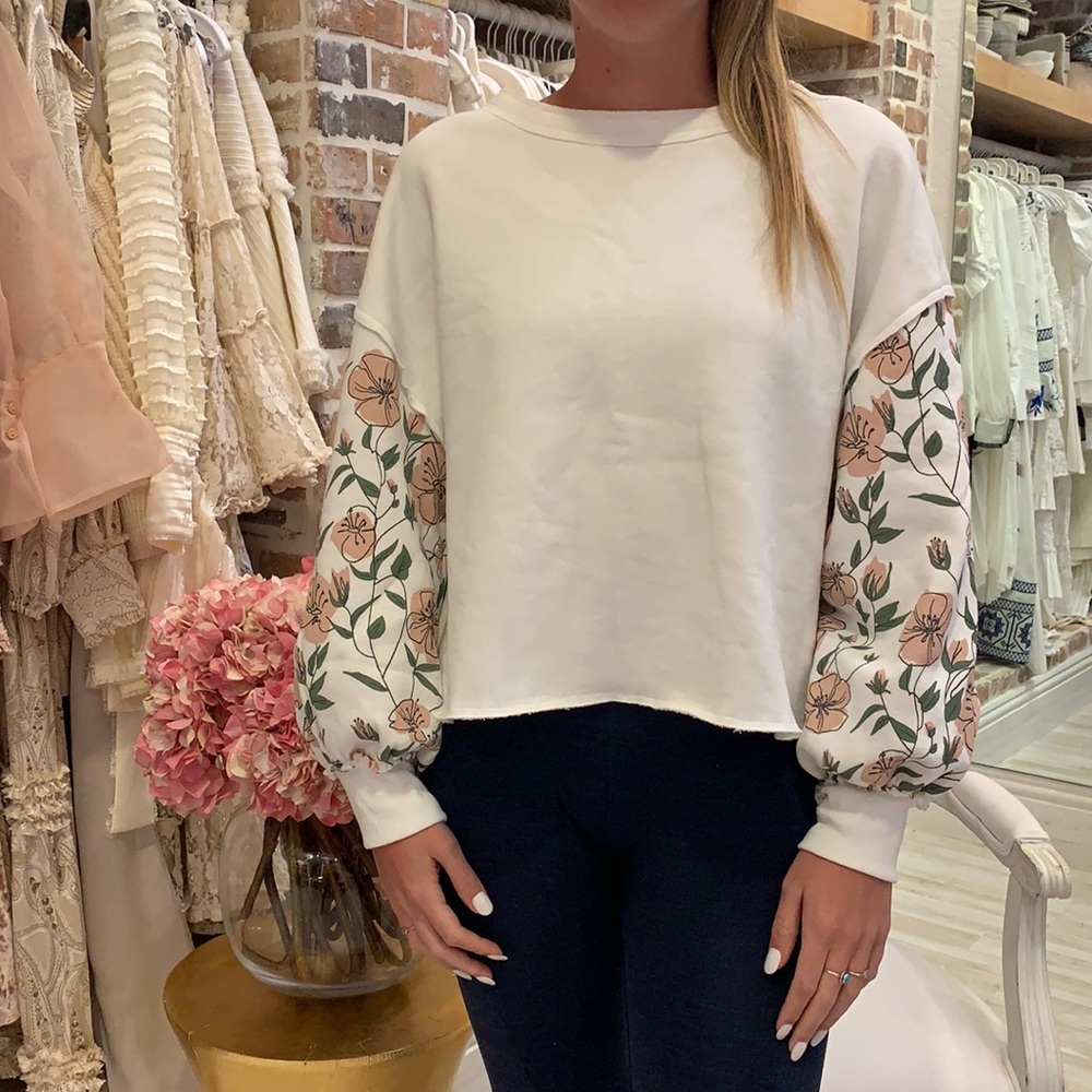 Wildfox Floral Sleeve Sweatshirt